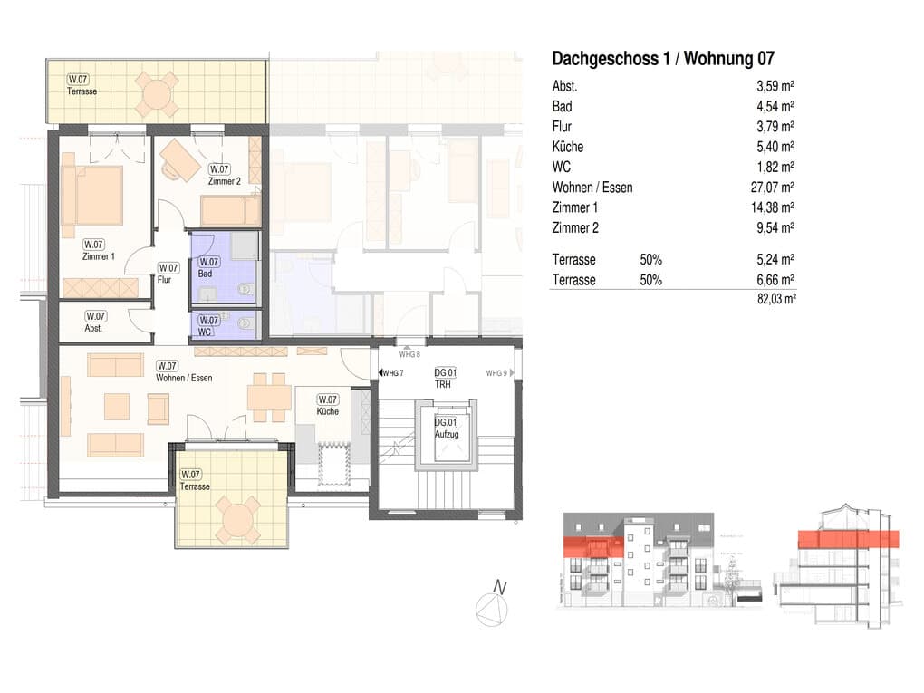 Grundriss der Neubauwohnung 07 in der Lange Straße 13 in Nürtingen-Neckarhausen