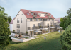 Ganz oben wohnen: 3,5 Zimmer mit großer Dachterrasse · individuell planbar · KfW 40 QNG - Hausansicht Gartenseite