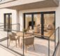Neubau: 2,5 Zimmer mit Südbalkon, Ankleide und Platz fürs Homeoffice · barrierefrei · KfW 40 QNG - Südbalkon und Wohnbereich Visualisierung
